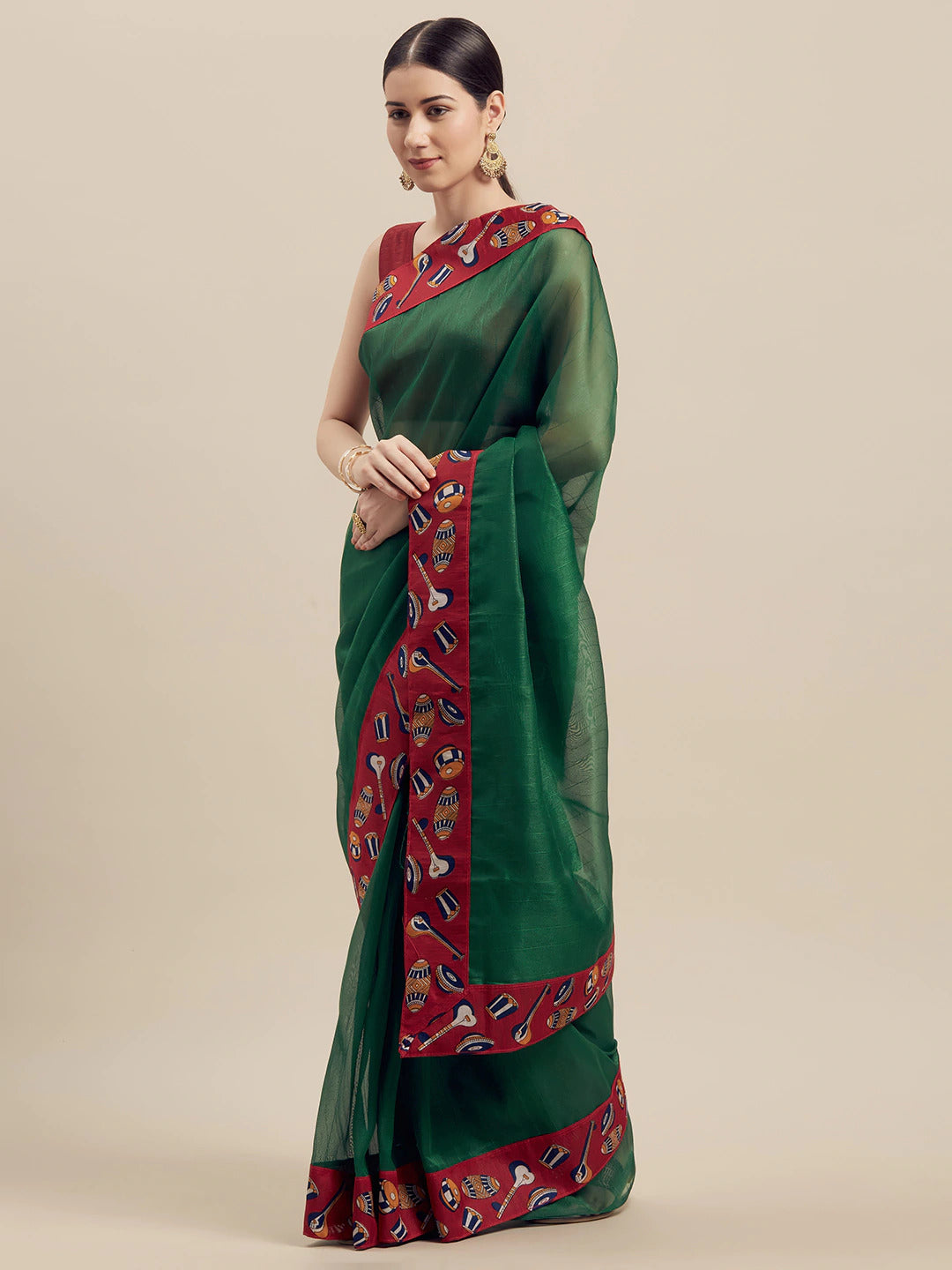 Florence Women Silk Bhagalpuri Saree Green
