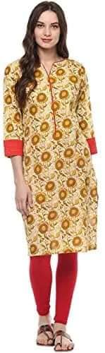 Yellow Printed Cotton Kurta