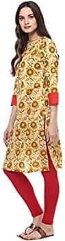 Yellow Printed Cotton Kurta