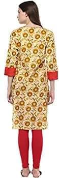 Yellow Printed Cotton Kurta