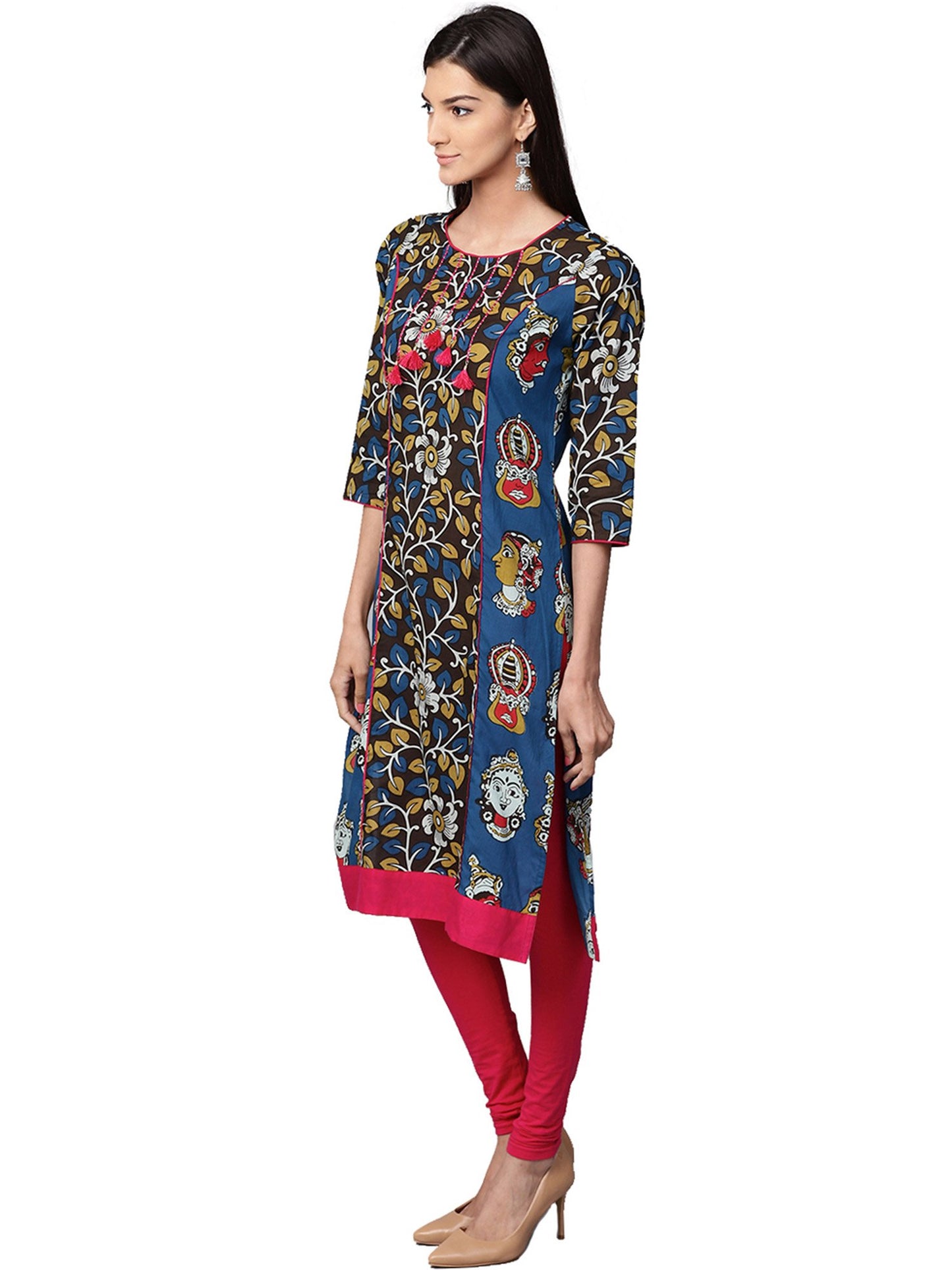 Multicolor Round Neck Printed Kurta