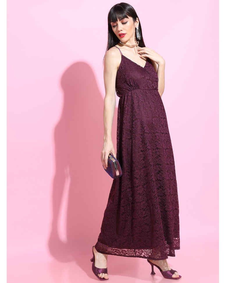 Vine Polyester Solid A-line Dress
