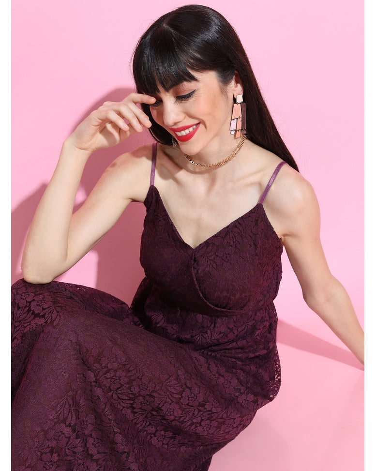 Vine Polyester Solid A-line Dress
