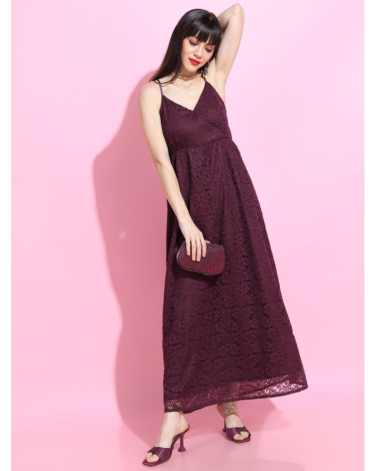 Vine Polyester Solid A-line Dress