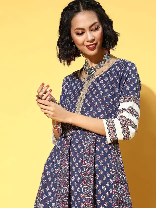 Women A-line Blue Dress
