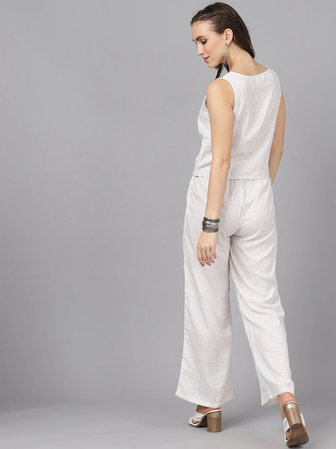 Off White Digital Print Top & Palazzo Set