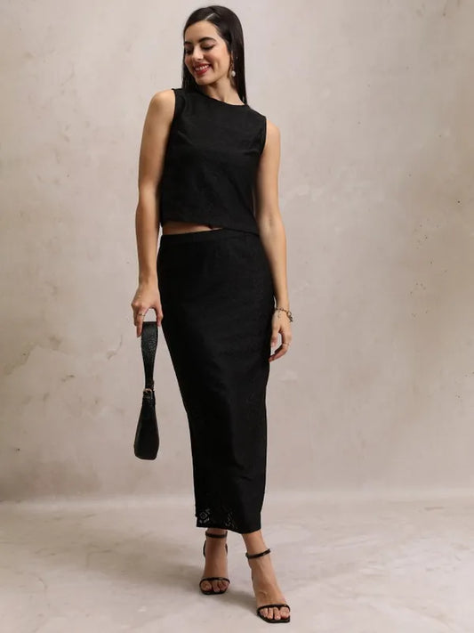 Black Top with Skirt Co-ords