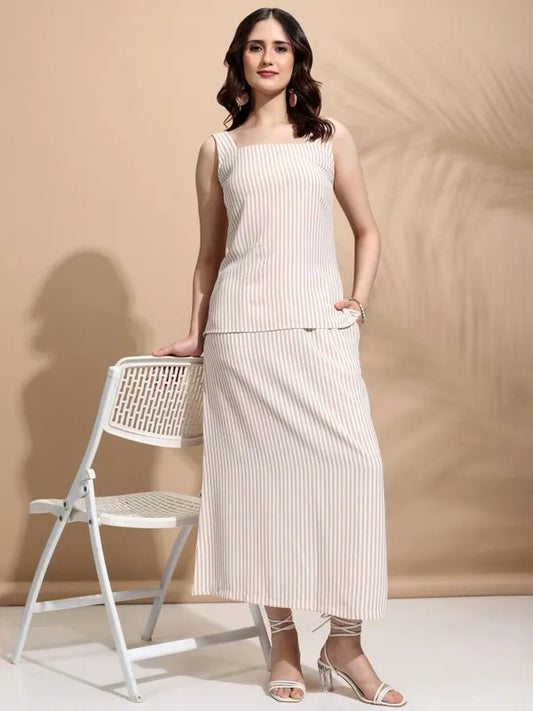 Peach Top and Skirt Co-ords