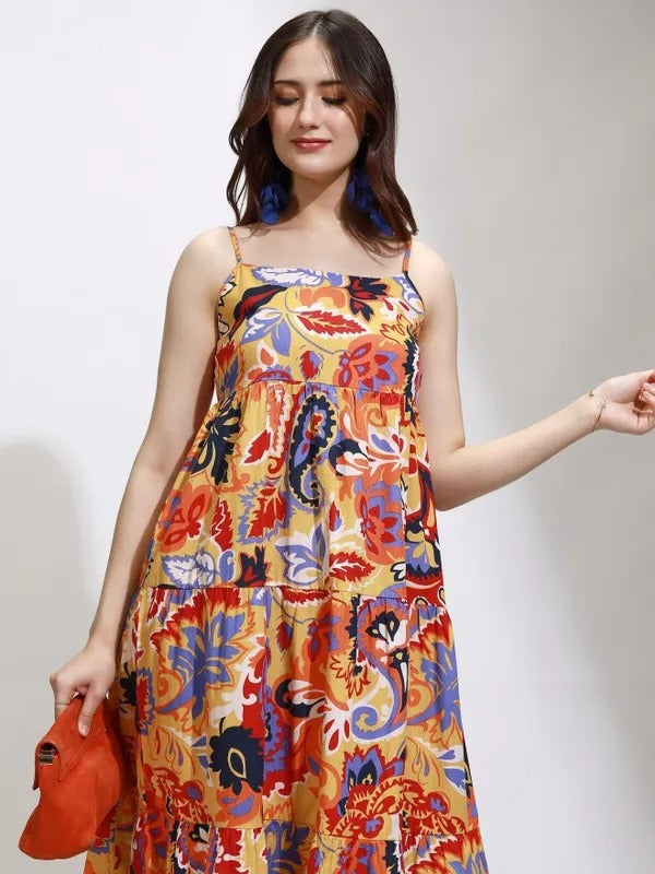 Mustard Multi Casual Dress