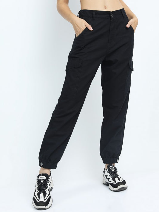 Women Black Jogger Non Stretchable Jeans