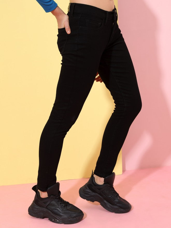 Women Black Skinny Fit Non Stretchable Jeans