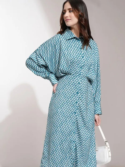 Teal Printed Dress