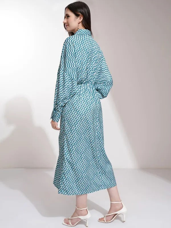Teal Printed Dress