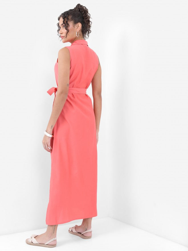 Women Coral Embroidered Maxi Dress
