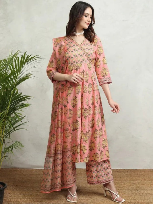 Pink/Yellow Embroidered Kurta