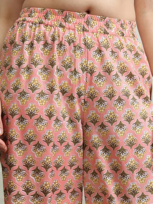 Pink/Yellow Embroidered Kurta