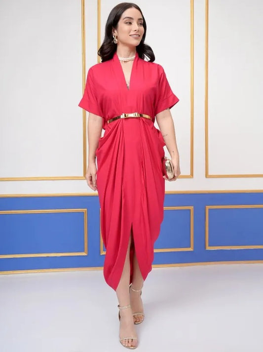 Red Embroidered Kurta-FREE size