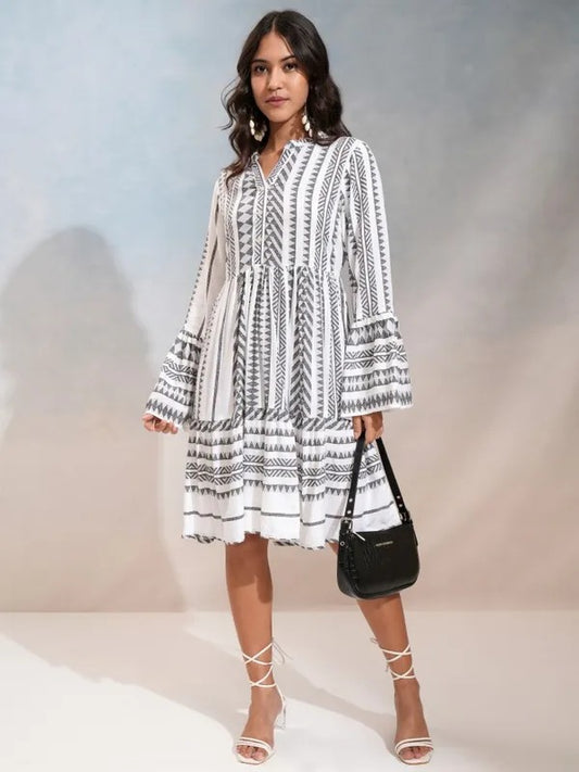 Checked Fit and Flare Dress