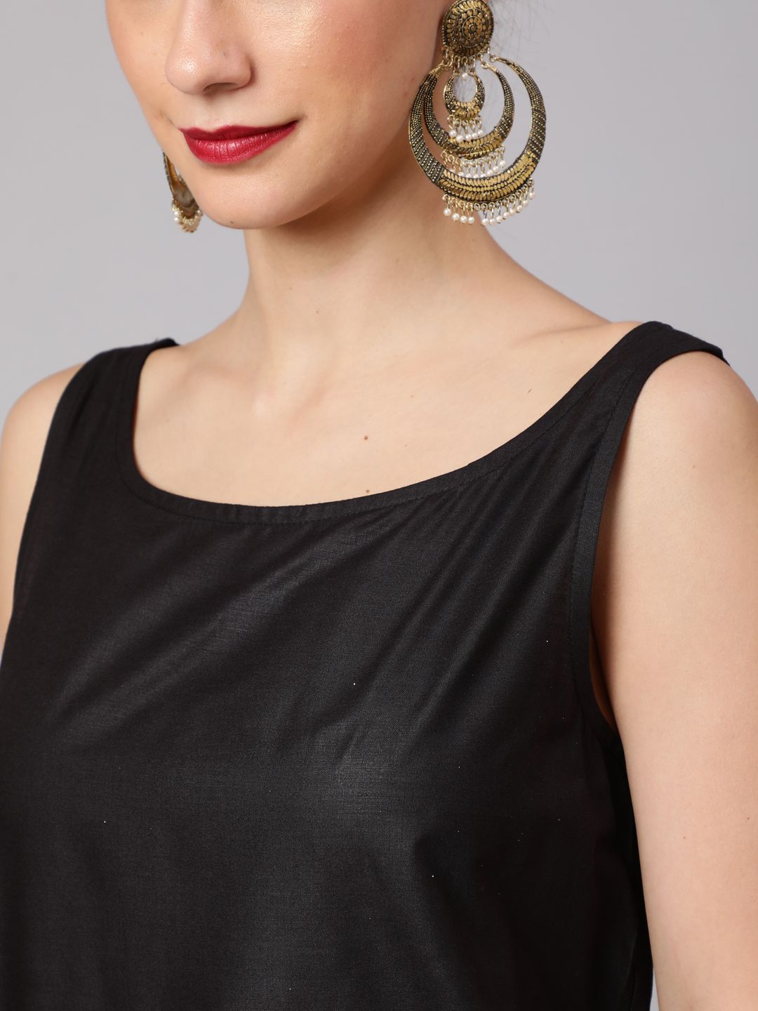 Black Floral Embroidered Shift Dress