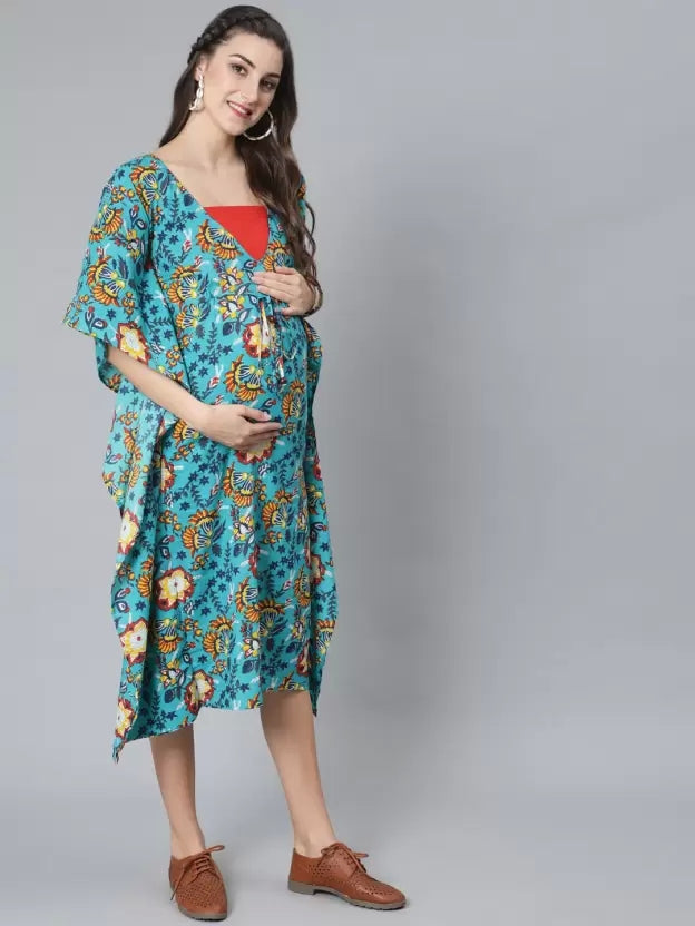 Green Maternity Kaftan Dress