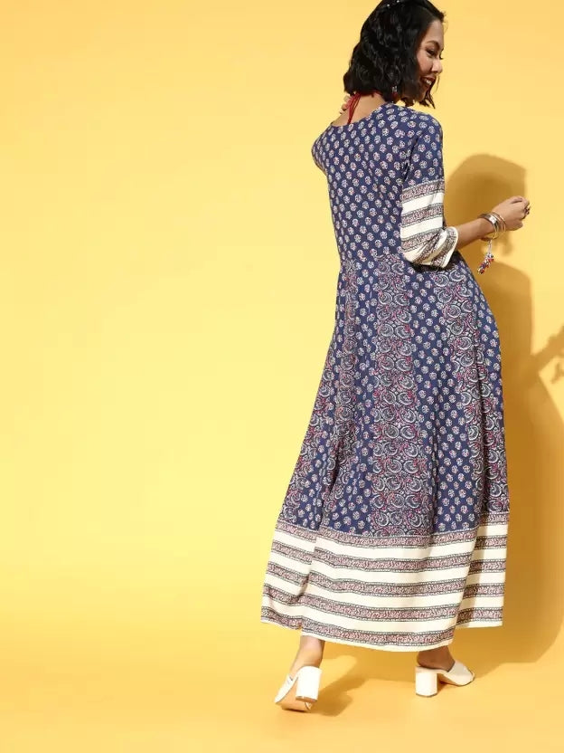 Women A-line Blue Dress