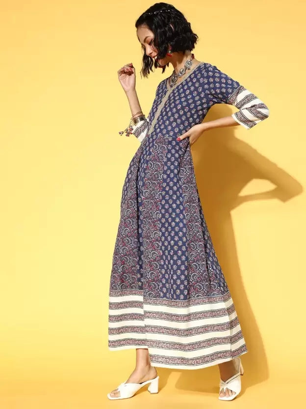 Women A-line Blue Dress