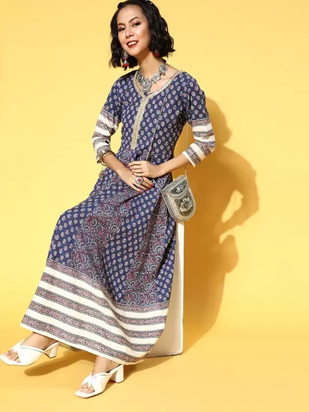 Women A-line Blue Dress