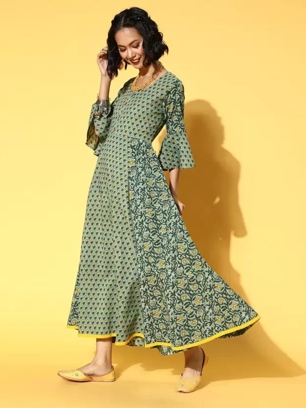 Women Fit and Flare Green Dress